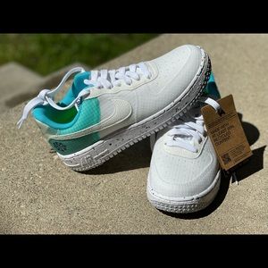 Nike Air Force 1 AF1 Crater M2Z2 - White & Teal - Recycled Materials - Size 7.5